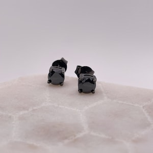 Sterling Silver Black On Created Black Onyx Round Cut Studs Earrings Men And Women