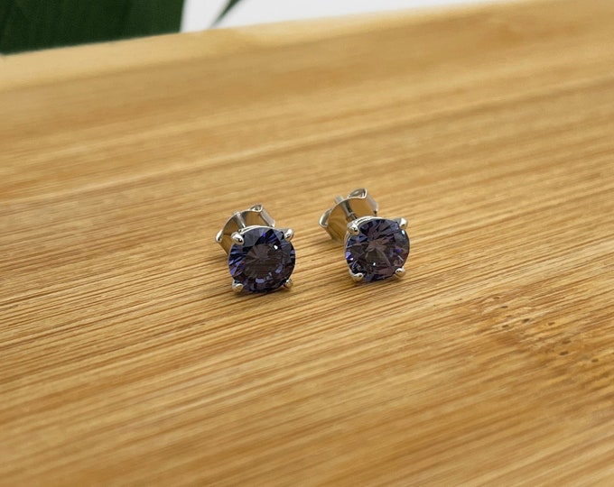 Sterling Silver Created Tanzanite Gemstone Studs Earrings