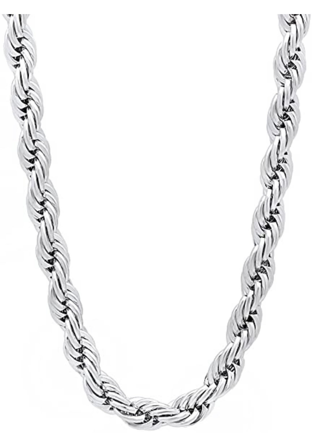 925 Solid Sterling Silver 5mm Twisted Rope Chain Necklace Rhodium