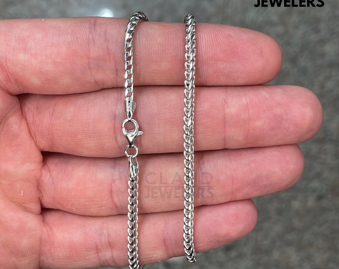 925 Sterling Silver Franco Link Chain Necklace Men And Women 2.5mm Italian Made Necklace