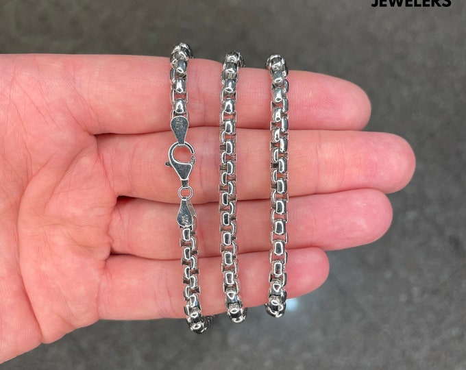 Solid Sterling Silver 925 Super Thick 5mm Round box Link Chain Necklace UNISEX