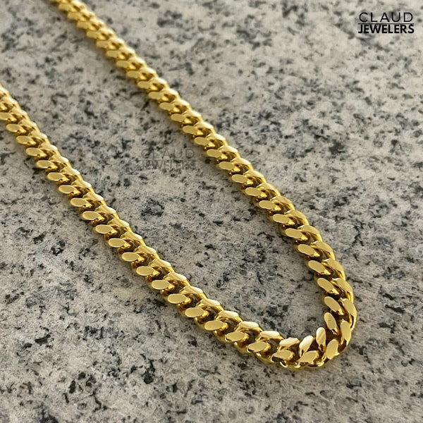 14K Gold Plated Over Sterling Silver Cuban Link Thick Rapper Chain Necklace 6MM Italian Made