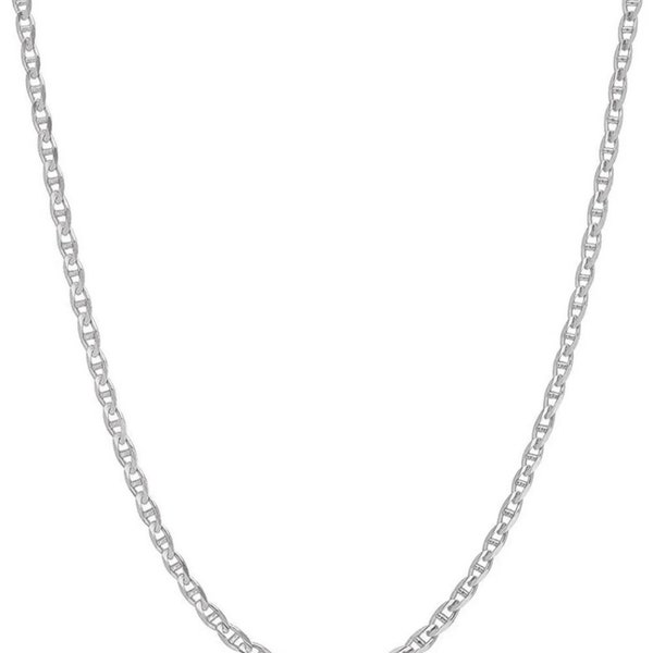 Solid 925 Sterling Silver Marina Link Flat Anchor Chain Necklace