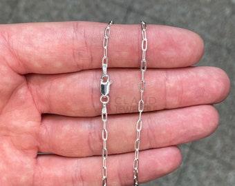 925 Sterling Silver 3MM Paper Clip Link Chain Necklace Stacking Necklace