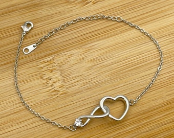 Crystal CZ Bracelet, Infinity Bracelet, Heart Bracelet, Ladies Heart Bracelet Cubic Zirconia