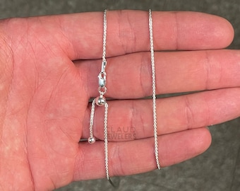 Solid 925 Sterling Silver 1.5MM Franco Link Chain Necklace Adjustable Necklace