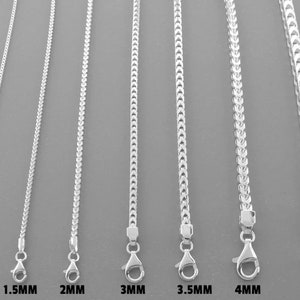 Italian Solid Sterling Silver Franco Link Chain Necklace 925 Silver Chain