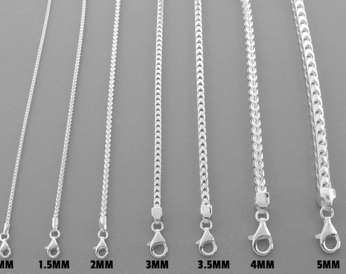 Italian Solid Sterling Silver Franco Link Chain Necklace 925 Silver Chain