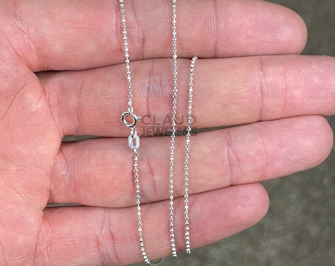 Solid 925 Sterling Silver 1.2MM Thin Bead Ball Chain Necklace Unisex Necklace