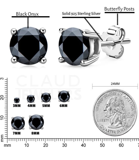 Black Onyx Sterling Silver Stud Earrings - 2 sizes Available Black Onyx Sterling Silver Stud Earrings - 2 sizes Available