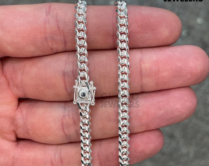 Solid 925 Sterling Silver 5MM Thick Curb Link Chain Necklace Italian Made