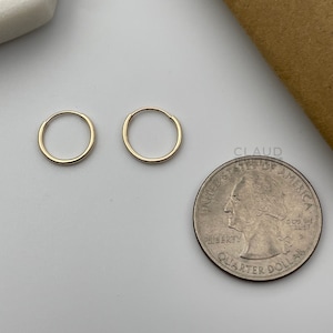 REAL Italian Solid 14K Yellow Gold Endless Hoop Earrings 10MM UNISEX Cartilage Hoops  Nose, Ear, Lip Earrings