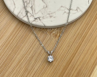 Solid 925 Sterling Silver Natural Gemstone Pendant Necklace, Natural Gemstone, Silver Necklace