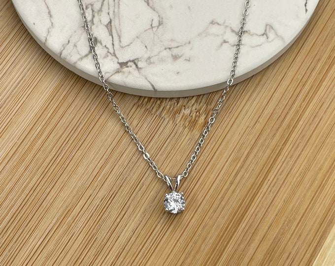 Solid 925 Sterling Silver Natural Gemstone Pendant Necklace, Natural Gemstone, Silver Necklace