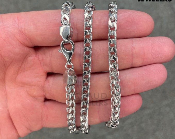 925 Sterling Silver Franco Link Chain Necklace Men And Women Thick 5mm Italian Made Necklace