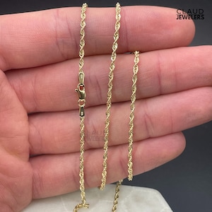 10K Solid Yellow Gold 1.8MM Rope Twisted Link Chain Necklace Italian Made  - Multiple Lengths