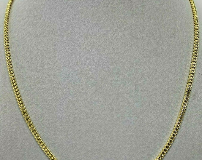 925 Sterling Silver Franco Box Link Chain Necklace Italian Made 14k Gold Plated
