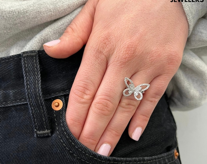 Butterfly Cubic Zirconia Ring, Rings For Women, Cubic Zirconia Rings, Dainty Ring, Butterfly Jewelry