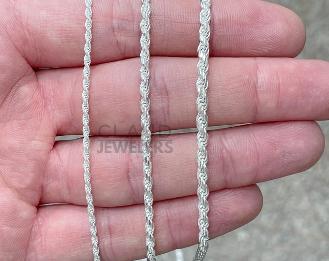 3 Pack Solid Sterling Silver Rope Chain Necklace - Necklace Set