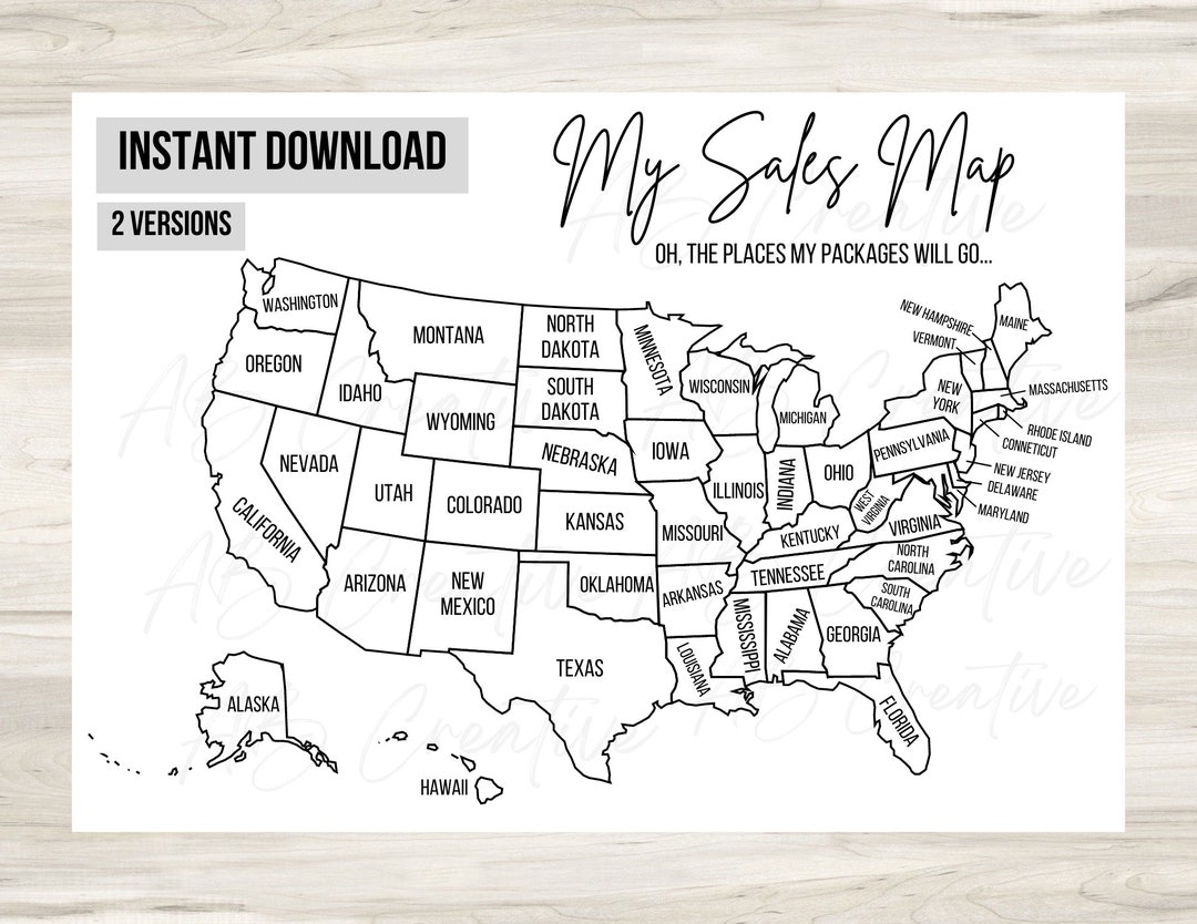 Small Business Sales U.S Map | Printable | Digital Download | Etsy ...