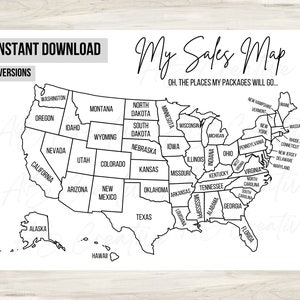 Small Business Sales U.S Map | Printable | Digital Download | Etsy Sales Map | 11x8.5