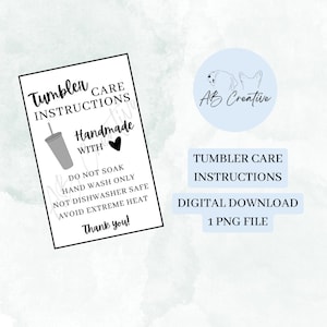 Tumbler Care Instructions | Digital Download 2x3