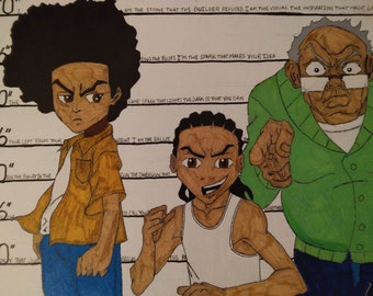 May include: A hand-painted illustration of three cartoon characters, two Black men and one older White man, in a mugshot style. The characters are standing in front of a white background with black lines and text. The text includes quotes about being the "stone that the builder refused" and the "spark that makes your idea".