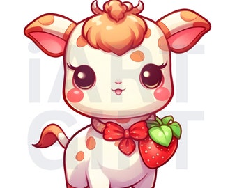 Strawberry Cow JPG SVG PNG | Pink Cow Clipart | Cute Cow | Baby Cow Printable, Highland Cow Print