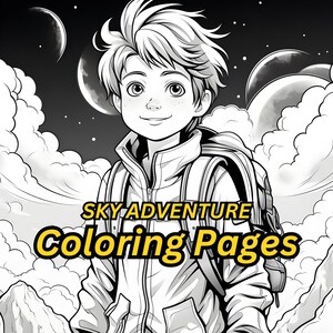Sky Adventure coloring pages for adults and kids, Coloring Book For Stress Relief & Drawing Skill Enhancement - Activity Book