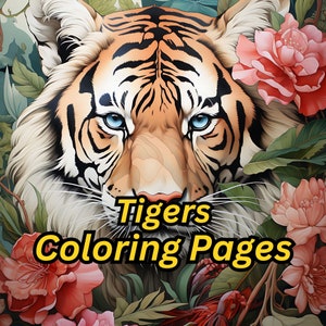 Tiger Zeichnung Malvorlagen für Kinder und Erwachsene, Verschiedene Stile Malbuch zum Stressabbau - Fun Activity Book