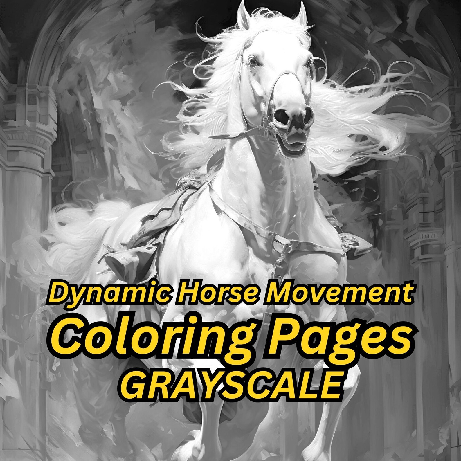 Dynamic Horse Movement Coloring Pages for Adults and Kids, Coloring ...