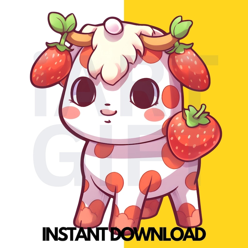 Red Strawberry Cow SVG PNG JPG Pink Cow Clipart Cute Cow Baby Cow