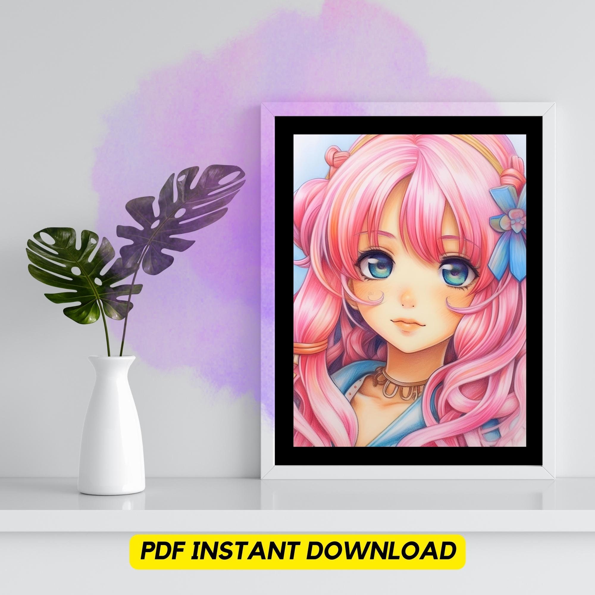 30 Cute Anime Girl Portrait Drawing Coloring Pages for Kids - Etsy