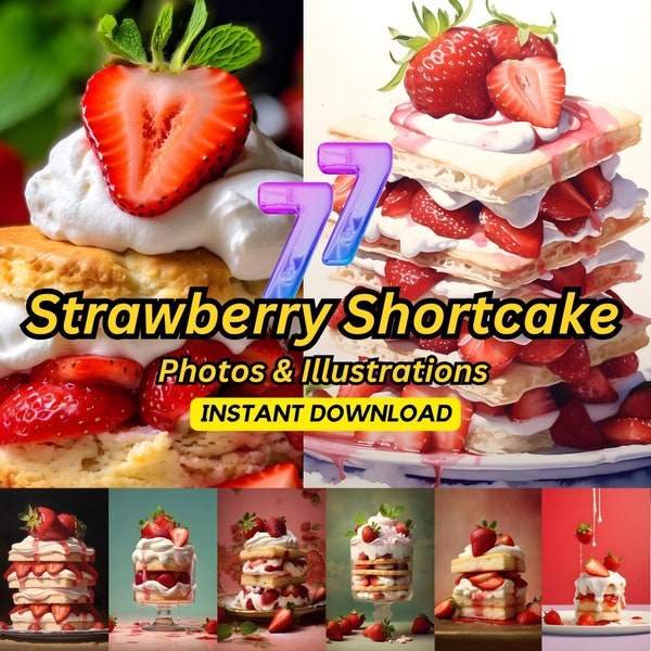 Delicious Strawberry Shortcake Photos for Shirt, Tote bag, Sweatshirt, Hoodie, Pattern, Pillow Print - 300dpi | Commercial License