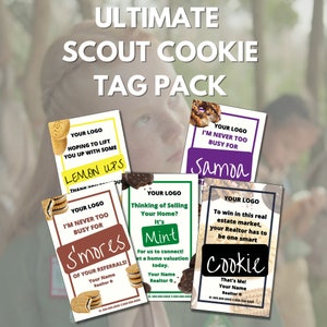Tags de biscoito de escoteiro de corretor de imóveis | A descrição de Girl Scout Cookie Pop-By