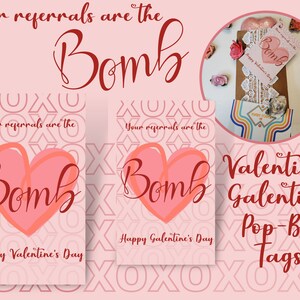Pop-By Tags Printable Valentine&#39;s Galentine&#39;s Real Estate Pop-Bys