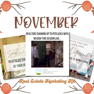 November Real Estate Social Media Posts & Reels | Real Estate Newsletter | Real Estate Postcard | Real Estate Pop-By