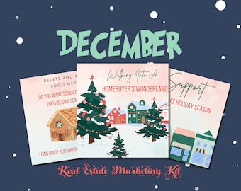 December Real Estate Social Media Posts & Reels | Real Estate Newsletter | Real Estate Postcard | Real Estate Pop-By