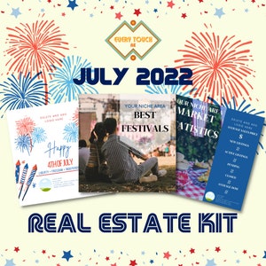 July Real Estate Social Media Posts | Real Estate Newsletter | Real Estate Postcard | Real Estate Pop-By