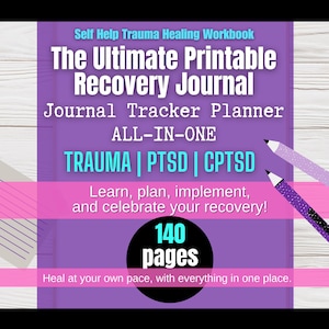 Trauma Recovery Journal: PTSD CPTSD Healing Workbook | Self-Help Therapy Worksheets for Guided Emotional Healing | Digital & Printable image 1