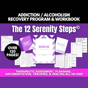Printable Sobriety Journal: 12 Steps Recovery Workbook (Digital PDF) | Guided Addiction Healing | Clean and Sober Planner & Tracker