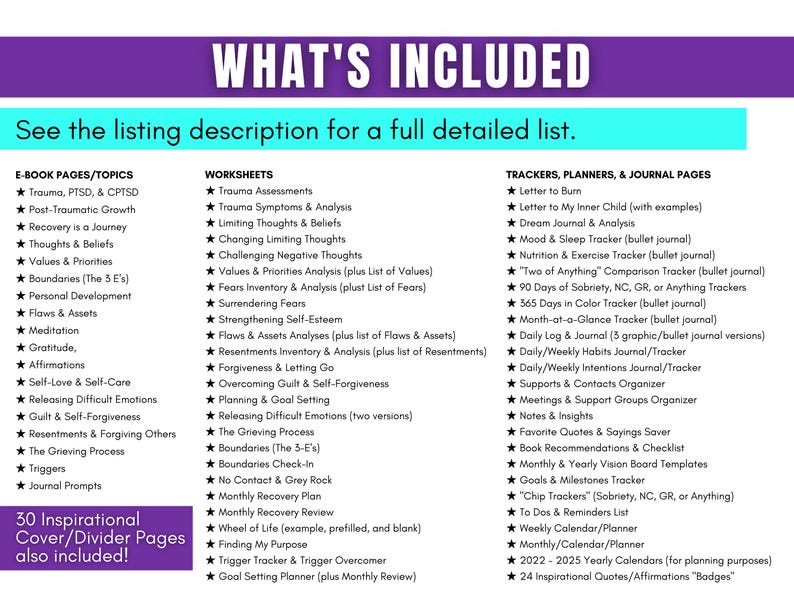Trauma Recovery Journal: PTSD CPTSD Healing Workbook | Self-Help Therapy Worksheets for Guided Emotional Healing | Digital & Printable image 5