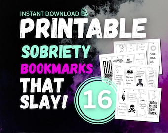 Printable Sober Bookmarks | Sobriety + Recovery Book Accessories | AA Literature Tool, Sober Reading Tracker, & Recovery Journal Divider