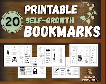 Printable Self Growth Digital Bookmarks | Funny Motivational Bookmark Set | Book Lover Gift | Book Review Tracker | Instant Download (PDF)
