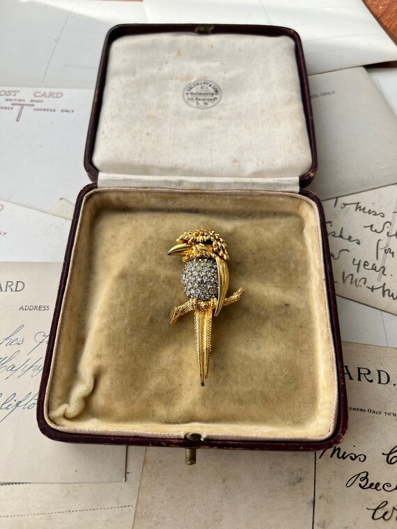 1950s PARROT BROOCH mid century true vintage gold… - image 5