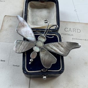 HUGE .925 sterling silver gemstone inlay large statement dragonfly quirky novelty insect brooch
