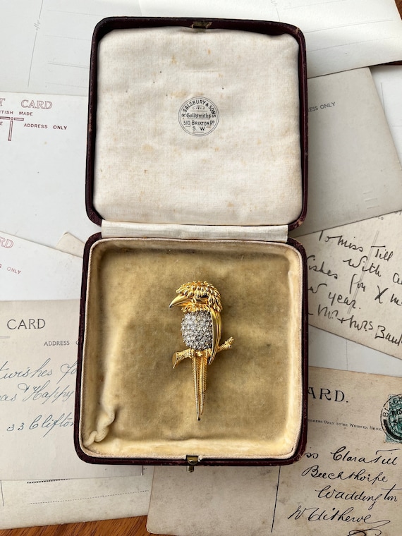 1950s PARROT BROOCH mid century true vintage gold… - image 4