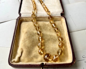 Antique CITRINE NECKLACE Victorian high quality faceted bead gemstone necklace, exceptional