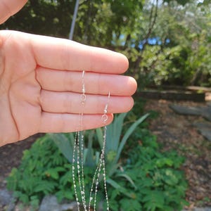 Raindrop earrings, Long earrings with dew in silver