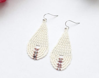 Tourmaline and Bead Earrings,Light Beige Tourmaline Earrings,Jewelry with multicolored natural tourmaline and beads